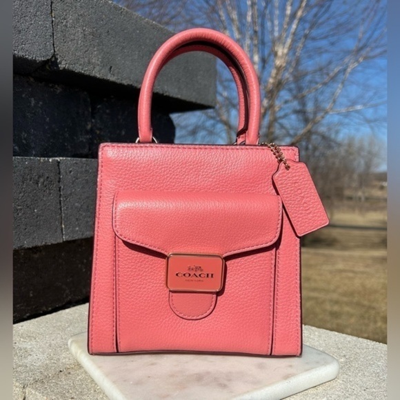 Coach Mini Pepper Taffy Pink Pebble Leather Crossbody NWOT - Picture 2 of 15